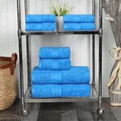 Cotton Highly Absorbent Solid Assorted 8-Piece Towel Set - Blue Nile Mills -Home Decor Store GUEST 0210afd3 631a 48a1 b847 6721f1472b15