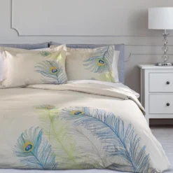 Modern Feather Embroidered Cotton Duvet Cover And Pillow Sham Set - Blue Nile Mills -Home Decor Store GUEST 03beb995 46e2 4bdf ad5e f2a63b83d889