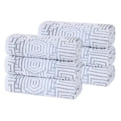Cotton Modern Geometric Jacquard Soft Highly-Absorbent Hand Towel Set Of 6 By Blue Nile Mills -Home Decor Store GUEST 051fa375 fdf9 4143 b339 81d8819bd31e
