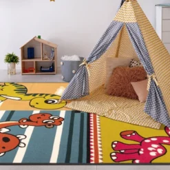 Dinoventure Dinosaurs Non-Slip Kids Playroom Decor Washable Indoor Area Rug By Blue Nile Mills -Home Decor Store GUEST 0831458c aac7 479f bad0 253413719c6f