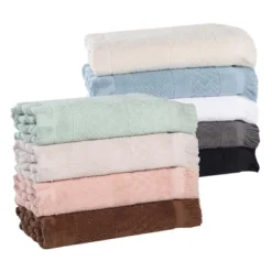 Cotton Geometric Jacquard Plush Soft Absorbent Bath Towel Set By Blue Nile Mills -Home Decor Store GUEST 13ac183c 37a2 4199 b11f 65fea36eec98