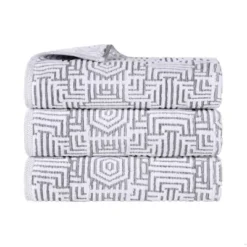 Cotton Modern Geometric Jacquard Plush Soft Highly-Absorbent Bath Towel Set Of 3 By Blue Nile Mills -Home Decor Store GUEST 16f4d5e0 26d8 4b93 80ee de206f22476d