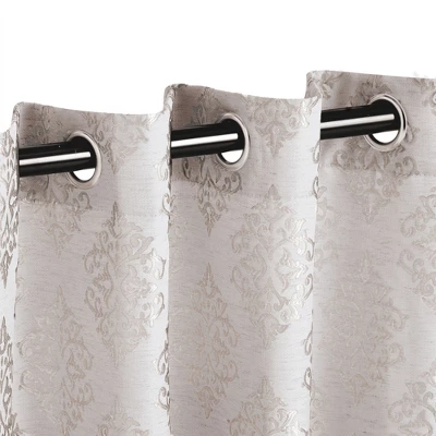 Venetian Damask Embroidered Jacquard Curtain Set With 2 Panels And Rod Pockets By Blue Nile Mills 3 Venetian Damask Embroidered Jacquard Curtain Set With 2 Panels And Rod Pockets By Blue Nile Mills