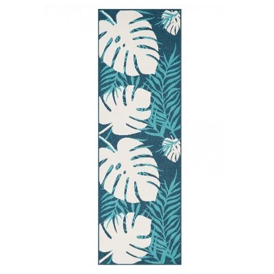Modern Oversized Tropical Leaves Indoor Outdoor Runner Or Area Rug By Blue Nile Mills 6 Modern Oversized Tropical Leaves Indoor Outdoor Runner Or Area Rug By Blue Nile Mills - Image 4