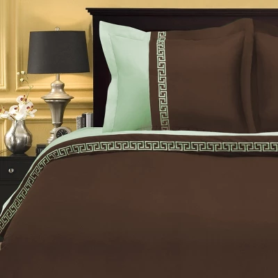 Solid Geometric Border Classic Modern Traditional Formal 3-Piece Duvet Cover Set By Blue Nile Mills 3 Solid Geometric Border Classic Modern Traditional Formal 3-Piece Duvet Cover Set By Blue Nile Mills