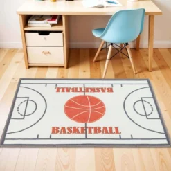 Basketball Non-Slip Kids Playroom Nursery Washable Indoor Area Rug By Blue Nile Mills