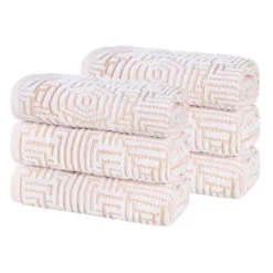 Cotton Modern Geometric Jacquard Soft Highly-Absorbent Hand Towel Set Of 6 By Blue Nile Mills -Home Decor Store GUEST 2510a5e7 b911 46d9 bad7 ded4a50b9cc5