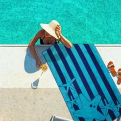 Summer Starfish Cotton Oversized Beach/ Bath Towel, Soft Highly Absorbent Terry Lightweight, Perfect After Swimming Or Sunbathing By Blue Nile Mills