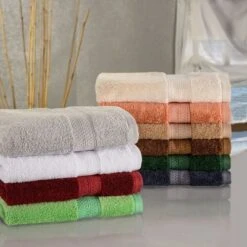 Plush And Highly Absorbent Rayon From Bamboo Blend Solid 12-Piece Face Towel, Quick Drying And Soft Set By Blue Nile Mills -Home Decor Store GUEST 2be43260 01b3 42ae bf49 780c33d3d8fd