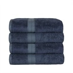 4 Piece Bath Towel Set, Rayon From Bamboo And Cotton, Plush And Thick, Hypoallergenic, Solid Terry Towels With Dobby Border By Blue Nile Mills -Home Decor Store GUEST 31d5ad35 0c2c 4966 9d7d 3f48ce996c20