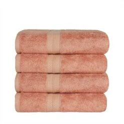 4 Piece Bath Towel Set, Rayon From Bamboo And Cotton, Plush And Thick, Hypoallergenic, Solid Terry Towels With Dobby Border By Blue Nile Mills -Home Decor Store GUEST 3b5909a0 4590 4c83 b9d4 dfb6a03a1aec