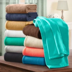 Waffle Woven Textured Cotton Blanket - Blue Nile Mills -Home Decor Store GUEST 3d4bae46 15cc 469b aa8a 5cf4b6690f66