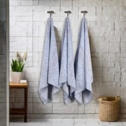 Cotton Modern Geometric Jacquard Plush Soft Highly-Absorbent Bath Towel Set Of 3 By Blue Nile Mills -Home Decor Store GUEST 3f1ca60d a8c8 4c5e 85dc 15908d985c57