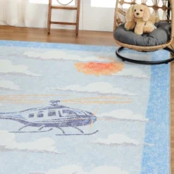 World Traveler Playful Helicopter Kids Playroom Indoor Area Rug By Blue Nile Mills -Home Decor Store GUEST 3fbf7949 9ea2 460f 81a4 01fd01e6f850