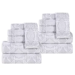 Cotton Modern Geometric Jacquard Soft Highly-Absorbent Assorted 12 Piece Bathroom Towel Set By Blue Nile Mills -Home Decor Store GUEST 482317c9 1899 42f7 b40c fb8c9e47fe56