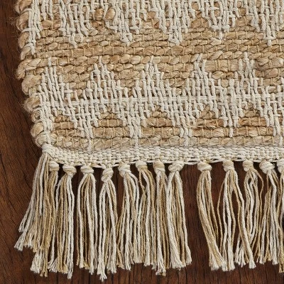 Handwoven Eco-Friendly Jute And Cotton Chevron Tassel Indoor Area Rug Or Runner By Blue Nile Mills 5 Handwoven Eco-Friendly Jute And Cotton Chevron Tassel Indoor Area Rug Or Runner By Blue Nile Mills - Image 3