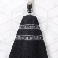 Zero Twist Cotton Ribbed Modern Geometric Border Bathroom Towel Set By Blue Nile Mills -Home Decor Store GUEST 5248a7da 9e41 47d1 86f9 cd484a6e4e9b