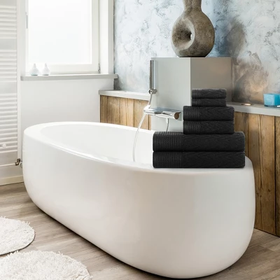 Cotton 6-Piece Bath Towel Set, Soft Plush Quick Dry Decorative, Thick And Durable, Modern Chevron Highly Absorbent Jacquard Design By Blue Nile Mills 3 Cotton 6-Piece Bath Towel Set, Soft Plush Quick Dry Decorative, Thick And Durable, Modern Chevron Highly Absorbent Jacquard Design By Blue Nile Mills