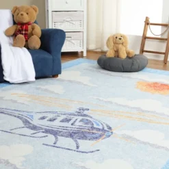 World Traveler Playful Helicopter Kids Playroom Indoor Area Rug By Blue Nile Mills -Home Decor Store GUEST 565caa0f a7e3 419a 9243 b873b860bb34