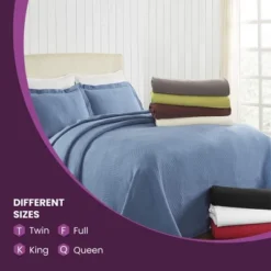 Textured Jacquard Matelassé Solid Oversized Cotton Bedspread Set - Blue Nile Mills -Home Decor Store GUEST 59db2af6 aa2b 443e 8f60 3e0f9c4adc19