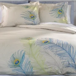 Modern Feather Embroidered Cotton Duvet Cover And Pillow Sham Set - Blue Nile Mills -Home Decor Store GUEST 6095e836 ae82 43e7 ab67 1d88d74e9eaa