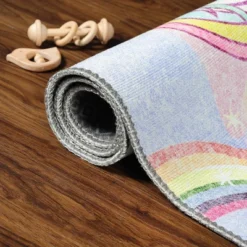 Unicorn Rainbow Colorful Kids Playroom Nursery Washable Indoor Area Rug By Blue Nile Mills -Home Decor Store GUEST 63f21452 ef70 4c28 90a8 a8a34e4b7ce7