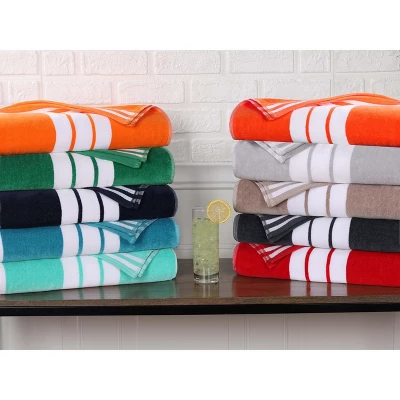 Striped Oversized Extra Large Cotton Beach Towel Set By Blue Nile Mills 6 Striped Oversized Extra Large Cotton Beach Towel Set By Blue Nile Mills - Image 4