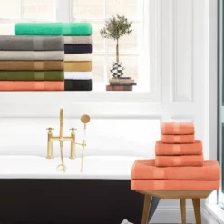 Absorbent Eco-Friendly Cotton Assorted 6-Piece Bath, Hand, Face Towel Set By Blue Nile Mills -Home Decor Store GUEST 665b7d5b be05 40b9 a710 3849fc2b89d3