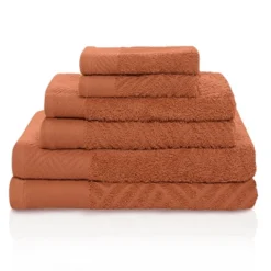 Basketweave Jacquard Cotton Modern Absorbent 6-Piece Towel Set By Blue Nile Mills -Home Decor Store GUEST 6861b75b e01f 454b 8801 80b2aca0d902