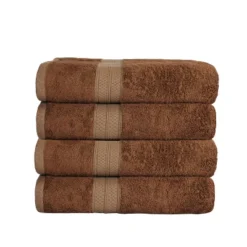 4 Piece Bath Towel Set, Rayon From Bamboo And Cotton, Plush And Thick, Hypoallergenic, Solid Terry Towels With Dobby Border By Blue Nile Mills -Home Decor Store GUEST 6862695a 2bbb 4344 aa68 86c369fa5b94