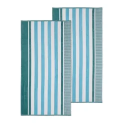 Textured Cotton Oversized Stripe Beach Towels (Set Of 2) By Blue Nile Mills -Home Decor Store GUEST 6f3251b8 4bb1 4666 b2fc 8d9c8231ce8f