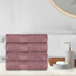 Cotton Solid Highly-Absorbent 4-Piece Bath Towel Set By Blue Nile Mills -Home Decor Store GUEST 72641d1f 3b14 471b b61c 9da3938a7ae1