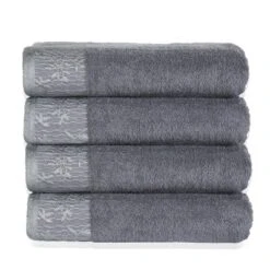 Classic Floral Embroidered Absorbent Cotton 4-Piece Bath Towel Set - Blue Nile Mills -Home Decor Store GUEST 72f95371 a51a 4057 9060 4bf0ff547bf8