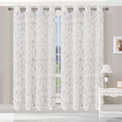 Superior Sheer Bohemian Floral Scroll Curtain Set With 2 Panels By Blue Nile Mills 6 Superior Sheer Bohemian Floral Scroll Curtain Set With 2 Panels By Blue Nile Mills - Image 4