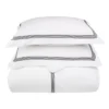 Solid Modern 200-Thread Count Ultra-Soft Breathable Cotton Embroidered Traditional Duvet Cover Set With Matching Pillowshams By Blue Nile Mills