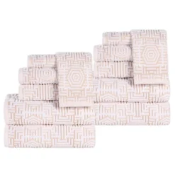 Cotton Modern Geometric Jacquard Soft Highly-Absorbent Assorted 12 Piece Bathroom Towel Set By Blue Nile Mills -Home Decor Store GUEST 7c535535 b91b 4fab 9993 aed4ff97c7ef