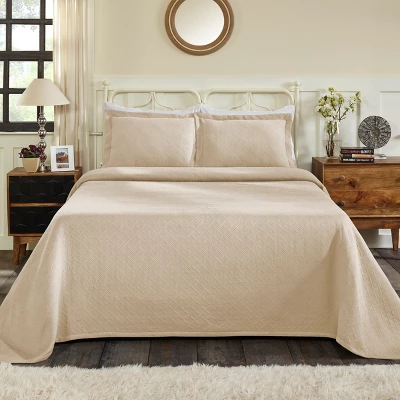 Basketweave Jacquard Matelassé Cotton Bedspread Set - Blue Nile Mills 7 Basketweave Jacquard Matelassé Cotton Bedspread Set - Blue Nile Mills - Image 5