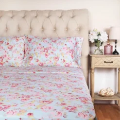 Soft 300 Thread Count Cotton Sheet Bed Set, Vintage Floral Or Solid Bedding Bohemian Wildflower By Blue Nile Mills -Home Decor Store GUEST 8d33aa86 f5af 4ba4 89cb ece085555ec7