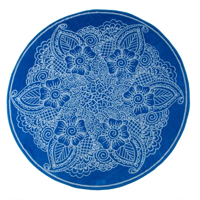 Round Floral Paisley Oversized 60" Cotton Beach Towel By Blue Nile Mills 7 Round Floral Paisley Oversized 60" Cotton Beach Towel By Blue Nile Mills - Image 5