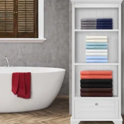 Premium Cotton Herringbone Medium Weight 6 Piece Bathroom Set By Blue Nile Mills -Home Decor Store GUEST 9b2dae04 9a5c 4d1d 8bed 8c44ecd243d3 1