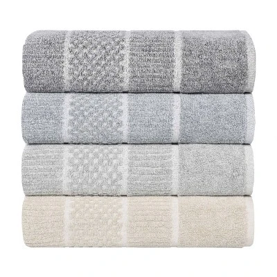 Viscose Cotton Blend Medium Weight Soft Textured Checkered And Ribbed Towel Set By Blue Nile Mills 8 Viscose Cotton Blend Medium Weight Soft Textured Checkered And Ribbed Towel Set By Blue Nile Mills - Image 6