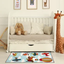 Non-Slip Airplane Modern Kid's Washable Indoor Area Rug - Blue Nile Mills -Home Decor Store GUEST a5505082 9938 46bb bd75 e8bfe38863d6