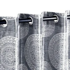 Traditional Medallion Jacquard Room Darkening Curtain 2-Panel Set With Grommet Topper - Blue Nile Mills