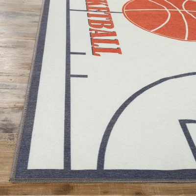 Basketball Non-Slip Kids Playroom Nursery Washable Indoor Area Rug By Blue Nile Mills 4 Basketball Non-Slip Kids Playroom Nursery Washable Indoor Area Rug By Blue Nile Mills - Image 2