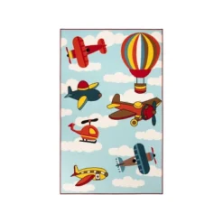 Non-Slip Airplane Modern Kid's Washable Indoor Area Rug - Blue Nile Mills -Home Decor Store GUEST adb55e13 a7c3 4f9e 9e01 8d12dddc2844