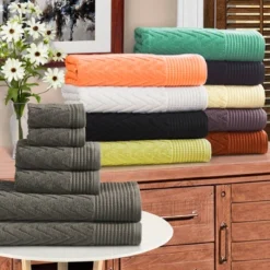 Cotton 6-Piece Bath Towel Set, Soft Plush Quick Dry Decorative, Thick And Durable, Modern Chevron Highly Absorbent Jacquard Design By Blue Nile Mills 9 Cotton 6-Piece Bath Towel Set, Soft Plush Quick Dry Decorative, Thick And Durable, Modern Chevron Highly Absorbent Jacquard Design By Blue Nile Mills -Home Decor Store GUEST af9f8ef1 6bfc 4884 822c c4a08534268b