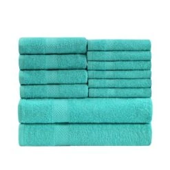 Absorbent Eco-Friendly Cotton Assorted 12-Piece Bath, Hand, Face Towel Set By Blue Nile Mills -Home Decor Store GUEST b8986b2a bd33 4526 81eb 3d266eb17aa8