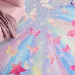 Butterfly Colorful Kids Playroom Nursery Washable Indoor Area Rug By Blue Nile Mills -Home Decor Store GUEST ba5533b5 d7cc 46c2 85f3 746a98cd24ef