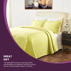 Textured Jacquard Matelassé Solid Oversized Cotton Bedspread Set - Blue Nile Mills -Home Decor Store GUEST bf69665b 930c 48e3 ae15 dd98297f27be