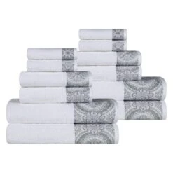 Medallion Ultra-Soft Cotton Highly Absorbent 12 Piece Jacquard Towel Set By Blue Nile Mills -Home Decor Store GUEST bfb46f02 c40f 4f0d 9b84 d7d4f42c995d